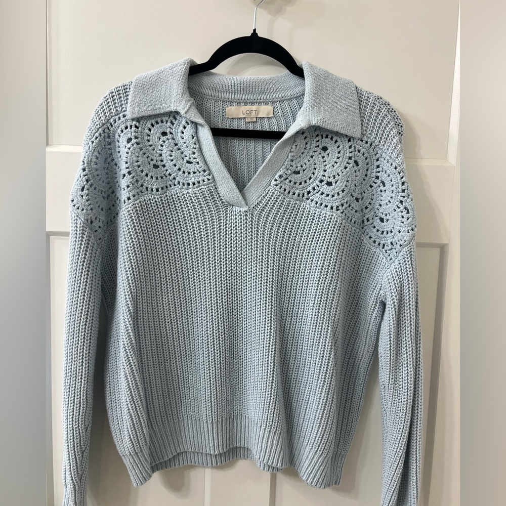 LOFT Soft Blue Knit Pullover